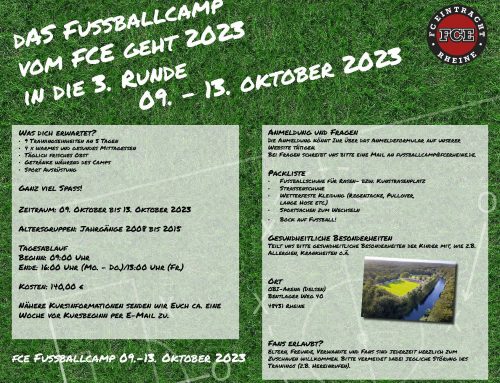 FCE Fussballcamp findet vom 09.10 – 13.10.2023 in der OBI-Arena statt.